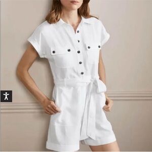 Boden Womens Lucinda Romper White Linen Cotton Blend size 6